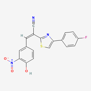 molecular formula C18H10FN3O3S B2427084 (Z)-2-(4-(4-氟苯基)噻唑-2-基)-3-(4-羟基-3-硝基苯基)丙烯腈 CAS No. 476673-51-5