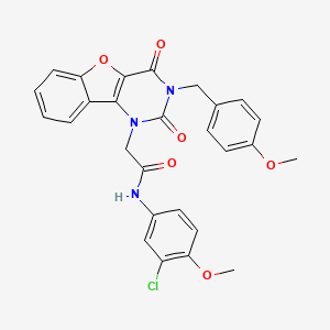 molecular formula C27H22ClN3O6 B2427090 N-(3-chloro-4-methoxyphenyl)-2-(3-(4-methoxybenzyl)-2,4-dioxo-3,4-dihydrobenzofuro[3,2-d]pyrimidin-1(2H)-yl)acetamide CAS No. 892436-67-8