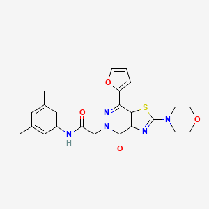 molecular formula C23H23N5O4S B2427092 N-(3,5-二甲苯基)-2-(7-(呋喃-2-基)-2-吗啉代-4-氧代噻唑并[4,5-d]嘧啶-5(4H)-基)乙酰胺 CAS No. 1021020-33-6