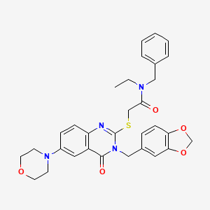 2-({3-[(2H-1,3-benzodioxol-5-yl)methyl]-6-(morpholin-4-yl)-4-oxo-3,4-dihydroquinazolin-2-yl}sulfanyl)-N-benzyl-N-ethylacetamide