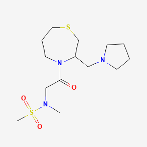 N-methyl-N-(2-oxo-2-(3-(pyrrolidin-1-ylmethyl)-1,4-thiazepan-4-yl)ethyl)methanesulfonamide