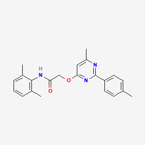 molecular formula C22H23N3O2 B2427113 N-(2,6-dimethylphenyl)-2-{[6-methyl-2-(4-methylphenyl)pyrimidin-4-yl]oxy}acetamide CAS No. 1112383-65-9