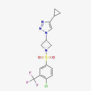 molecular formula C15H14ClF3N4O2S B2427114 1-(1-((4-氯-3-(三氟甲基)苯基)磺酰)氮杂环丙烷-3-基)-4-环丙基-1H-1,2,3-三唑 CAS No. 2097865-19-3