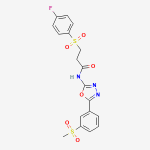 3-((4-fluorophenyl)sulfonyl)-N-(5-(3-(methylsulfonyl)phenyl)-1,3,4-oxadiazol-2-yl)propanamide