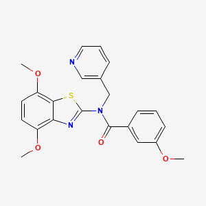 molecular formula C23H21N3O4S B2427121 N-(4,7-dimethoxybenzo[d]thiazol-2-yl)-3-methoxy-N-(pyridin-3-ylmethyl)benzamide CAS No. 895430-61-2