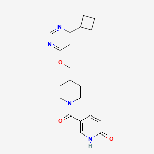 molecular formula C20H24N4O3 B2427127 5-[4-[(6-Cyclobutylpyrimidin-4-yl)oxymethyl]piperidine-1-carbonyl]-1H-pyridin-2-one CAS No. 2379978-09-1