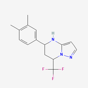 molecular formula C15H16F3N3 B2427128 5-(3,4-Dimethylphenyl)-7-(trifluoromethyl)-4,5,6,7-tetrahydropyrazolo[1,5-a]pyrimidine CAS No. 861508-73-8
