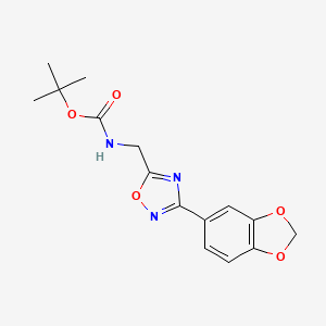 molecular formula C15H17N3O5 B2427140 Tert-butyl {[3-(1,3-benzodioxol-5-yl)-1,2,4-oxadiazol-5-yl]methyl}carbamate CAS No. 1338657-49-0