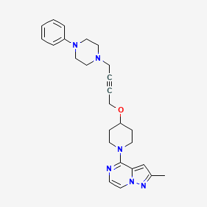 molecular formula C26H32N6O B2427142 1-{4-[(1-{2-Methylpyrazolo[1,5-a]pyrazin-4-yl}piperidin-4-yl)oxy]but-2-yn-1-yl}-4-phenylpiperazine CAS No. 2415457-22-4