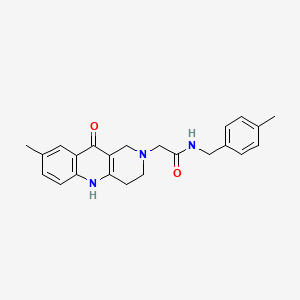 molecular formula C23H25N3O2 B2427145 2-(8-methyl-10-oxo-3,4-dihydrobenzo[b][1,6]naphthyridin-2(1H,5H,10H)-yl)-N-(4-methylbenzyl)acetamide CAS No. 1251710-51-6
