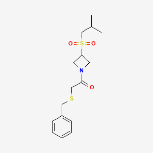 molecular formula C16H23NO3S2 B2427148 2-(Benzylthio)-1-(3-(isobutylsulfonyl)azetidin-1-yl)ethanone CAS No. 1797845-98-7