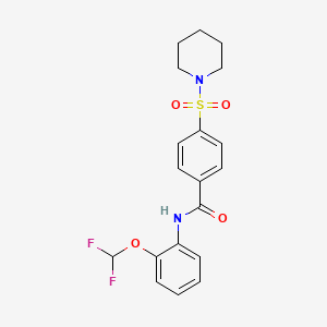 molecular formula C19H20F2N2O4S B2427151 N-(2-(difluoromethoxy)phenyl)-4-(piperidin-1-ylsulfonyl)benzamide CAS No. 790233-81-7