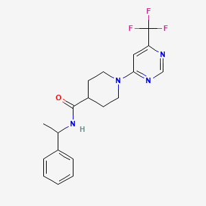 molecular formula C19H21F3N4O B2427155 N-(1-phenylethyl)-1-[6-(trifluoromethyl)pyrimidin-4-yl]piperidine-4-carboxamide CAS No. 1775452-64-6