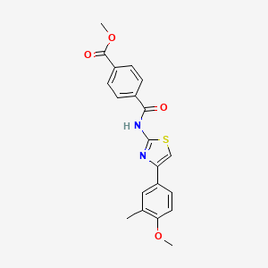 molecular formula C20H18N2O4S B2427162 4-((4-(4-甲氧基-3-甲苯基)噻唑-2-基)氨基羰基)苯甲酸甲酯 CAS No. 477548-67-7