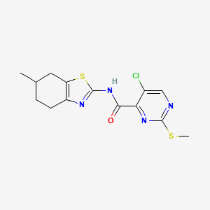 5-chloro-N-(6-methyl-4,5,6,7-tetrahydro-1,3-benzothiazol-2-yl)-2-(methylsulfanyl)pyrimidine-4-carboxamide