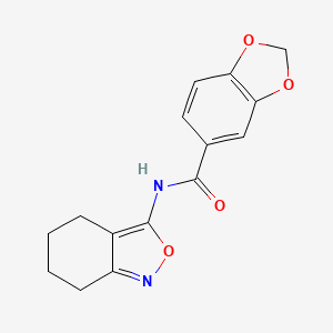 molecular formula C15H14N2O4 B2427176 N-(4,5,6,7-tetrahydrobenzo[c]isoxazol-3-yl)benzo[d][1,3]dioxole-5-carboxamide CAS No. 946224-90-4