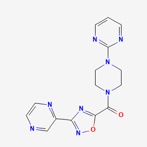 molecular formula C15H14N8O2 B2427203 (3-(Pirazin-2-il)-1,2,4-oxadiazol-5-il)(4-(pirimidin-2-il)piperazin-1-il)metanona CAS No. 1226455-53-3