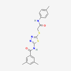 molecular formula C20H20N4O2S2 B2427208 3,5-dimethyl-N-(5-((2-oxo-2-(p-tolylamino)ethyl)thio)-1,3,4-thiadiazol-2-yl)benzamide CAS No. 392291-68-8