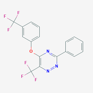 molecular formula C17H9F6N3O B2427209 3-苯基-6-(三氟甲基)-5-[3-(三氟甲基)苯氧基]-1,2,4-三嗪 CAS No. 383148-68-3