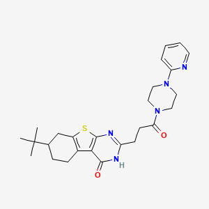 molecular formula C26H33N5O2S B2427212 7-tert-butyl-2-[3-oxo-3-(4-pyridin-2-ylpiperazin-1-yl)propyl]-5,6,7,8-tetrahydro[1]benzothieno[2,3-d]pyrimidin-4(3H)-one CAS No. 950346-29-9