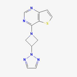 molecular formula C11H10N6S B2427214 4-[3-(Triazol-2-yl)azetidin-1-yl]thieno[3,2-d]pyrimidine CAS No. 2415518-43-1