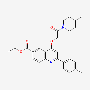 molecular formula C27H30N2O4 B2427219 Ethyl 2-(4-methylphenyl)-4-[2-(4-methylpiperidin-1-yl)-2-oxoethoxy]quinoline-6-carboxylate CAS No. 1114871-37-2