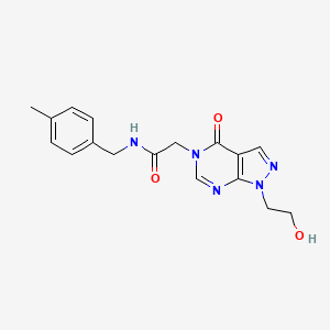 molecular formula C17H19N5O3 B2427225 2-[1-(2-hydroxyethyl)-4-oxopyrazolo[3,4-d]pyrimidin-5-yl]-N-[(4-methylphenyl)methyl]acetamide CAS No. 899742-80-4