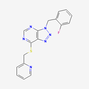 molecular formula C17H13FN6S B2427227 3-(2-fluorobenzyl)-7-((pyridin-2-ylmethyl)thio)-3H-[1,2,3]triazolo[4,5-d]pyrimidine CAS No. 924741-89-9