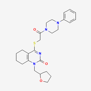 4-((2-oxo-2-(4-phenylpiperazin-1-yl)ethyl)thio)-1-((tetrahydrofuran-2-yl)methyl)-5,6,7,8-tetrahydroquinazolin-2(1H)-one