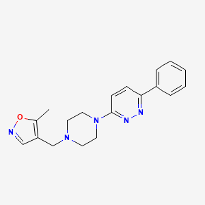 molecular formula C19H21N5O B2427236 5-Methyl-4-[[4-(6-phenylpyridazin-3-yl)piperazin-1-yl]methyl]-1,2-oxazole CAS No. 2380145-77-5