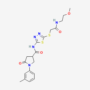 N-(5-((2-((2-methoxyethyl)amino)-2-oxoethyl)thio)-1,3,4-thiadiazol-2-yl)-5-oxo-1-(m-tolyl)pyrrolidine-3-carboxamide