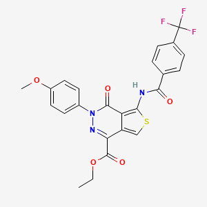 molecular formula C24H18F3N3O5S B2427251 Ethyl 3-(4-methoxyphenyl)-4-oxo-5-(4-(trifluoromethyl)benzamido)-3,4-dihydrothieno[3,4-d]pyridazine-1-carboxylate CAS No. 851952-20-0