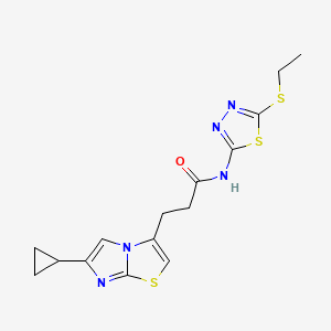 molecular formula C15H17N5OS3 B2427253 3-(6-cyclopropylimidazo[2,1-b]thiazol-3-yl)-N-(5-(ethylthio)-1,3,4-thiadiazol-2-yl)propanamide CAS No. 1334369-39-9