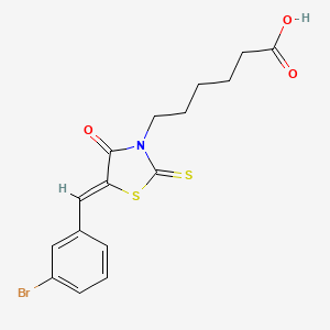 6-[(5Z)-5-[(3-bromophenyl)methylidene]-4-oxo-2-sulfanylidene-1,3-thiazolidin-3-yl]hexanoic acid