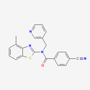 molecular formula C22H16N4OS B2427259 4-cyano-N-(4-methylbenzo[d]thiazol-2-yl)-N-(pyridin-3-ylmethyl)benzamide CAS No. 894998-64-2