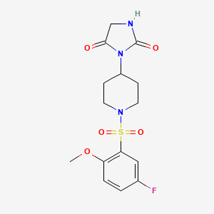 molecular formula C15H18FN3O5S B2427261 3-(1-((5-氟-2-甲氧苯基)磺酰基)哌啶-4-基)咪唑烷-2,4-二酮 CAS No. 2034443-38-2