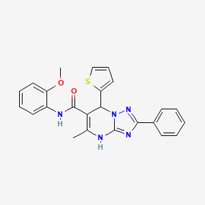 molecular formula C24H21N5O2S B2427275 N-(2-methoxyphenyl)-5-methyl-2-phenyl-7-(thiophen-2-yl)-4,7-dihydro-[1,2,4]triazolo[1,5-a]pyrimidine-6-carboxamide CAS No. 540503-31-9
