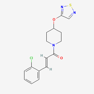 molecular formula C16H16ClN3O2S B2427278 (2E)-3-(2-chlorophenyl)-1-[4-(1,2,5-thiadiazol-3-yloxy)piperidin-1-yl]prop-2-en-1-one CAS No. 2097940-00-4