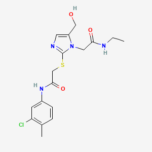 N-(3-chloro-4-methylphenyl)-2-({1-[(ethylcarbamoyl)methyl]-5-(hydroxymethyl)-1H-imidazol-2-yl}sulfanyl)acetamide