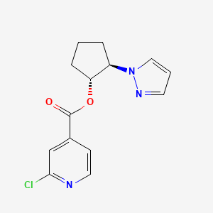 molecular formula C14H14ClN3O2 B2427281 (1R,2R)-2-(1H-pyrazol-1-yl)cyclopentyl 2-chloropyridine-4-carboxylate CAS No. 1808768-52-6