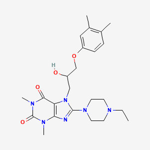 molecular formula C24H34N6O4 B2427290 7-(3-(3,4-二甲基苯氧基)-2-羟基丙基)-8-(4-乙基哌嗪-1-基)-1,3-二甲基-1H-嘌呤-2,6(3H,7H)-二酮 CAS No. 899997-31-0