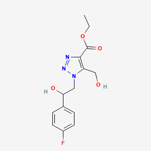 molecular formula C14H16FN3O4 B2427292 ethyl 1-[2-(4-fluorophenyl)-2-hydroxyethyl]-5-(hydroxymethyl)-1H-1,2,3-triazole-4-carboxylate CAS No. 2108810-98-4