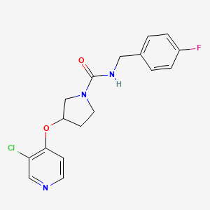 molecular formula C17H17ClFN3O2 B2427301 3-((3-氯吡啶-4-基)氧基)-N-(4-氟苄基)吡咯烷-1-甲酰胺 CAS No. 2034473-09-9