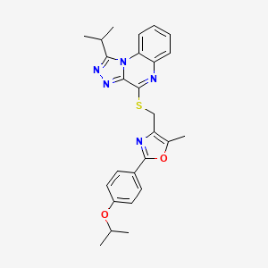 molecular formula C26H27N5O2S B2427306 2-(4-异丙氧基苯基)-4-(((1-异丙基-[1,2,4]三唑并[4,3-a]喹喔啉-4-基)硫)甲基)-5-甲基恶唑 CAS No. 1031989-03-3