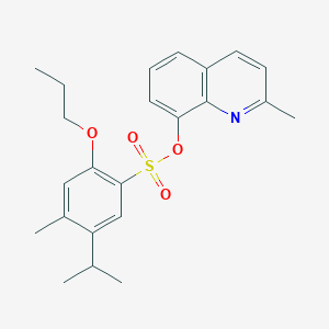 molecular formula C23H27NO4S B2427310 2-Methylquinolin-8-yl 4-methyl-5-(propan-2-yl)-2-propoxybenzene-1-sulfonate CAS No. 2415469-74-6