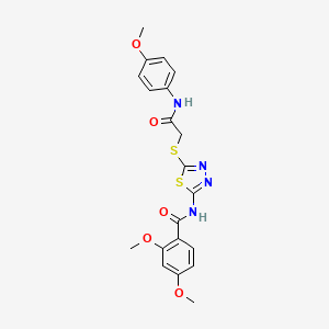 molecular formula C20H20N4O5S2 B2427327 2,4-dimethoxy-N-[5-[2-(4-methoxyanilino)-2-oxoethyl]sulfanyl-1,3,4-thiadiazol-2-yl]benzamide CAS No. 392293-93-5