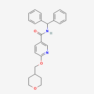 molecular formula C25H26N2O3 B2427329 N-苯并二甲基-6-((四氢-2H-吡喃-4-基)甲氧基)烟酰胺 CAS No. 2034364-16-2