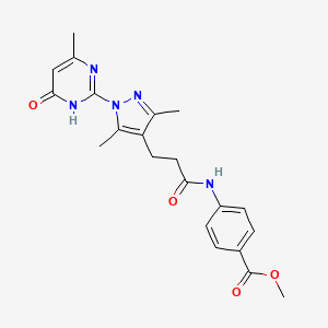 methyl 4-(3-(3,5-dimethyl-1-(4-methyl-6-oxo-1,6-dihydropyrimidin-2-yl)-1H-pyrazol-4-yl)propanamido)benzoate