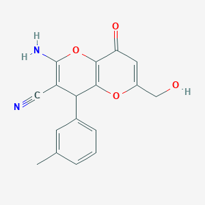 molecular formula C17H14N2O4 B2427347 2-氨基-6-(羟甲基)-4-(3-甲苯基)-8-氧代-4H-吡喃[3,2-b]吡喃-3-腈 CAS No. 876710-04-2