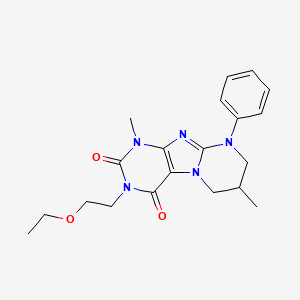 molecular formula C20H25N5O3 B2427354 3-(2-ethoxyethyl)-1,7-dimethyl-9-phenyl-7,8-dihydro-6H-purino[7,8-a]pyrimidine-2,4-dione CAS No. 845804-52-6